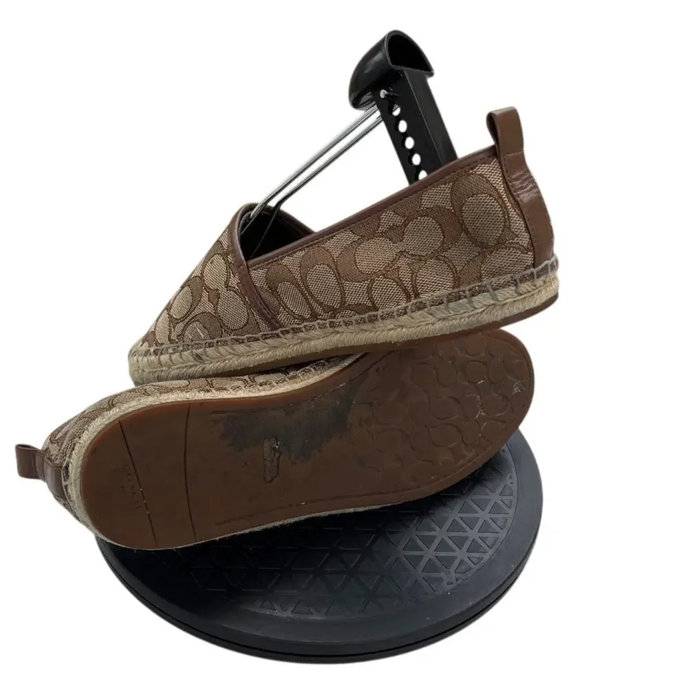 Womens Coach Codi CG629 Jacquard Casual Slip-On Espadrille Shoes SZ 6B Brown